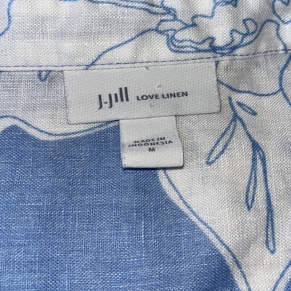 J. Jill Love Linen Everyday Linen Button-Front Shirt Clear Pond Floral Sketch M - Picture 7 of 8